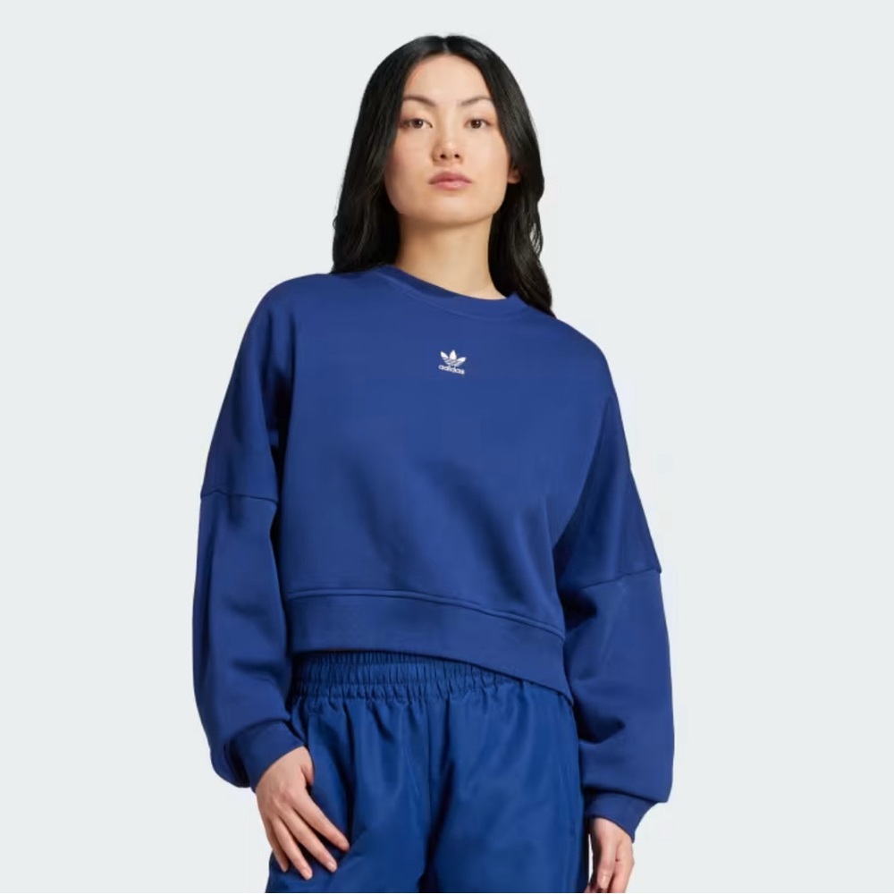 Adidas blue ESSENTIALS CREW FLEECE SWEATSHIRT
